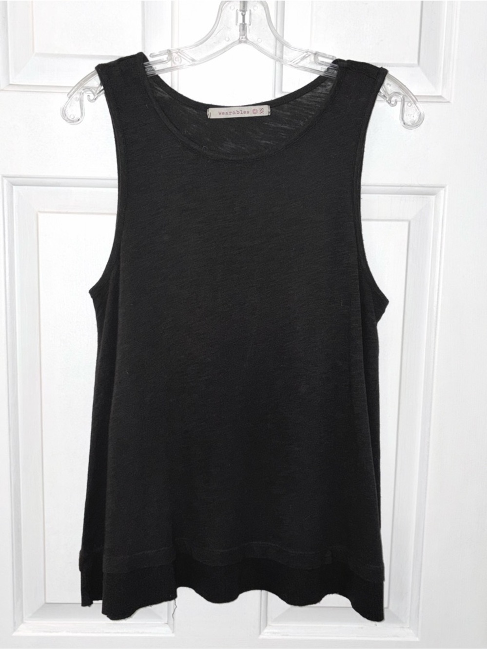 XCVI Wearables Black Sleeveless Cotton Tunic Tank Top - Relaxed Fit